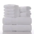 Set de 8 serviettes en coton blanc, draps de bain doux et absorbants pour usage domestique. - Blanc pur