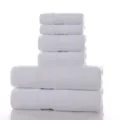 Premium 6-piece white cotton towel set for home use, ultra-soft and highly absorbent. - Pure White