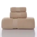 Ensemble de serviettes en coton beige 3 pieces uni doux absorbant bain visage variante - 140x70, 74x33, 34x34cm / Beige