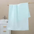 Serviette De Bain Bleu Clair En Coton Gaufre Douce Et Respirante Unie Pour Douche Quotidienne - 70x140cm / Vert clair