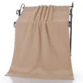 Solid color pure cotton bath towel with satin stripe, soft and absorbent for daily home use. - Beige