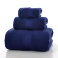 Navy blue cotton towel set 3 pieces soft absorbent bathroom home daily use high quality - Navy Blue