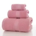 Premium soft cotton towel set in elegant pink, highly absorbent everyday bath towels for home use. - Sakura Pink