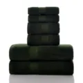 Dark green cotton towel set of 6, soft absorbent bath towel and face towel for home use. - Dark Green