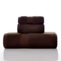Braunes Baumwolle Handtuch Set 3-teilig einfarbig weich saugfähig Bad Variante Stil. - 140x70, 74x33, 34x34cm / Kaffeebraun
