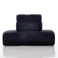 Luxus 100% Baumwolle einfarbiges schwarzes Handtuchset, weich und saugfähig 3-teiliges Set - 140x70, 74x33, 34x34cm / Mitternachtsschwarz