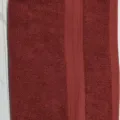 Soft absorbent solid color cotton towel with elegant dobby border for daily bathroom use. - Burgundy