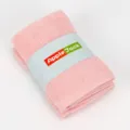 Serviette carree en coton rose, douce serviette visage avec bande, linge de maison quotidien. - Rose Cerise