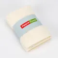 Serviette carree en coton doux gants de toilette visage avec bande de papier variante beige - Blanc Cassé