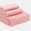 Ensemble de 3 serviettes de bain jacquard en coton rose absorbant textile variante - Rose Cerise