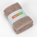 Serviette de visage texturee 100% coton, serviette carree douce de couleur elegante. - Chameau