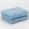 Variante de serviette coton bleu clair, douce texture tissage bain visage 2 pcs. - Outremer