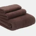 Ensemble de serviettes jacquard en coton marron 3 pièces serviettes de bain unies variante - Café