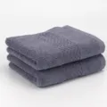 Lot de 2 serviettes de bain en coton gris, serviettes éponge douces texturées pour salle - Bleuet