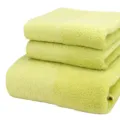 Cotton jacquard towel set 3 pieces in light green, soft and absorbent bath and face towels. - Starfruit Yellow: 1 Bath & 2 Hand Towels
