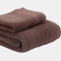 Ensemble de serviettes en coton marron, lot de 2 avec motif zigzag jacquard élégant. - 140x70cm & 33x75cm / Café