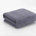 Grey cotton bath towel with textured wave pattern, soft and absorbent daily essential. - Denim Blue