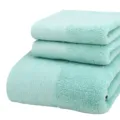 Soft cotton jacquard towel 3-piece set in mint green, absorbent bathroom home essentials. - Bamboo Green: 1 Bath Towel & 2 Hand Towels