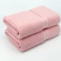 Soft solid pink cotton bath towel set, plush absorbent hotel quality textile for home use. - 150x70cm / Pink