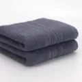 Thickened solid color grey face towel set, soft absorbent daily use cotton bath towel variant. - 75x33cm / Denim Blue