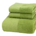 Green 3-piece cotton jacquard towel set, soft bath towel and face towel variant. - Moss Green: 1 Bath Towel & 2 Hand Towels