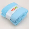 Serviette de bain jacquard en coton pur bleu clair, serviette douce pliée pour cadeau. - Myosotis : 1 serviette de bain et 2 serviettes de toilette