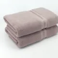 Ensemble de serviettes de bain en coton taupe, essuie-mains unis à rayures tissées, lot de 2 - 150x70cm / Chameau