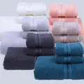 Cotton striped hotel towel set eco-friendly solid color bath and face towel variant - Multicolor