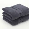 Dark grey pure cotton towel soft face towel hotel home daily use textured stripe style - Raven Blue