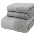 Grey cotton jacquard towel set 3 pieces soft absorbent bath towels for home use. - Dark Bamboo Green: 1 Bath Towel & 2 Hand Towels