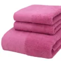 Pink cotton jacquard towel set, soft bathroom bath towel and face towel 3-piece collection. - Sapanwood Pink: 1 Bath Towel & 2 Hand Towels
