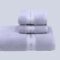 Grey cotton towel set variant featuring striped design, soft texture for hotel and home use. - Gray