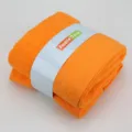 Variante de serviette éponge en coton orange, tissu doux avec élégant motif floral en relief. - Jaune orangé : 1 drap de bain et 2 serviettes