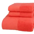 Cotton Jacquard Towel Set 3 Pieces Soft Absorbent Bath Towel Face Towel Coral Red Home - Orange Red: 1 Bath Towel & 2 Hand Towels