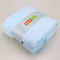 Ensemble de serviettes de bain jacquard en pur coton 3 pieces bleu clair cadeau - Jacinthe des bois : 1 serviette de bain, 2 serviettes de toilette