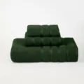 Set di asciugamani in cotone verde scuro 3 pezzi telo bagno viso morbido assorbente - Verde oliva