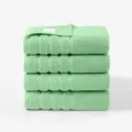 Lot de 4 serviettes de bain en coton uni vert clair absorbant doux pour usage domestique - 140x70x4 pcs / Vert menthe
