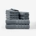Grey Cotton Towel Set 8-Piece Soft Absorbent Bath Hand Face Towels Variant Style Grey - Elegant Gray / 140x70x2 Pcs, 72x34x2 Pcs, 34x34x4 Pcs