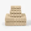 Cotton Towel Set 6-Piece Beige Bath Towels Face Towels Soft Absorbent Daily Home Use - White Oak
