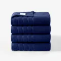 Ensemble de 4 serviettes de bain en pur coton bleu marine, douces et absorbantes pour la maison. - 140x70x4 pcs / Bleu sarcelle