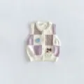 Toddler girls knit cardigan vest cute strawberry embroidery sleeveless sweater outerwear - 80cm / Purple