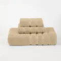 Set di asciugamani in cotone beige monocolore da tre pezzi per bagno uso quotidiano - Rovere Bianco