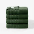 Lot de 4 serviettes de bain en coton vert, serviette douce et absorbante pour la maison. - 140x70x4 pcs / Vert olive