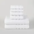 Premium 6-piece white cotton towel set including bath and hand towels for daily luxury. - Pure White