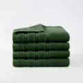 Pure cotton dark green towels 4-pack, soft and absorbent household bath towels set. - Olive Green