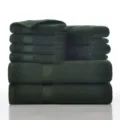 Dark Green Pure Cotton Towel Set 8-Piece Soft And Absorbent Household Bath Face Towels - 140x70cm*2, 70x40cm*2, 34x34cm*4 / Dark Green