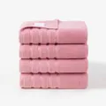 Lot de 4 serviettes de bain en coton rose, absorbantes unies 140x70cm pour la maison salle de bain. - 140x70x4 pcs / Rose Sakura