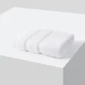 White pure cotton square hand towel, soft folded textile for daily home cleaning and daily use. - Pure White
