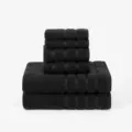 Black Cotton Towel Set 6-Piece Bath Towel Face Towel Luxury Home Bathroom Supplies - Midnight Black