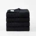 Lot de 4 draps de bain en coton noir, serviettes douces et absorbantes pour usage quotidien. - 140x70x4 pcs / Noir Minuit